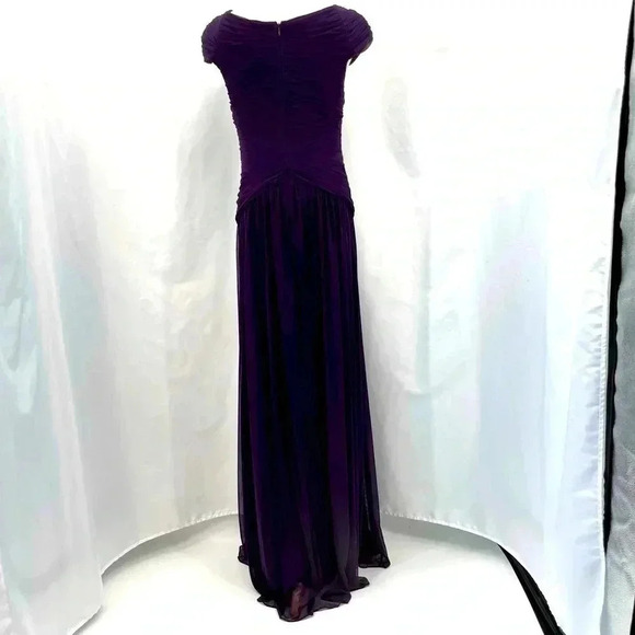 Adrianna Papell Women's Purple Gown 12 Sequin Ruched Party Formal Evening Prom - Picture 2 of 15